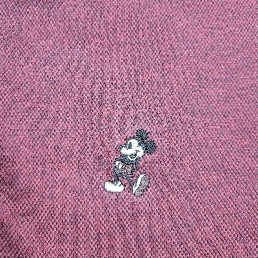Walt Disney World Mickey Mouse Polo Shirt Mens Large L Red Cotton Short Sleeve